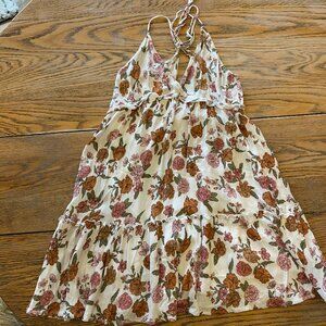 ENDLESS BLU floral print strappy tie back dress/empire waist/girls M (7/8?)